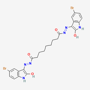 molecular formula C25H24Br2N6O4 B11713373 N'~1~,N'~9~-bis[(3Z)-5-bromo-2-oxo-1,2-dihydro-3H-indol-3-ylidene]nonanedihydrazide 