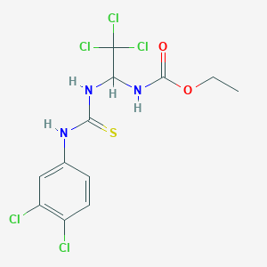molecular formula C12H12Cl5N3O2S B11713425 Ethyl N-(2,2,2-trichloro-1-{[(3,4-dichlorophenyl)carbamothioyl]amino}ethyl)carbamate 