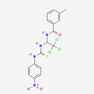 molecular formula C17H15Cl3N4O3S B11713904 3-methyl-N-(2,2,2-trichloro-1-{[(4-nitrophenyl)carbamothioyl]amino}ethyl)benzamide 