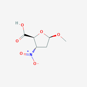 molecular formula C6H9NO6 B011714 beta-D-erythro-Pentofuranosiduronic acid, methyl 2,3-dideoxy-3-nitro-(9CI) CAS No. 102342-35-8