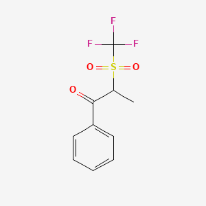 molecular formula C10H9F3O3S B11715313 1-Phenyl-2-((trifluoromethyl)sulfonyl)propan-1-one 
