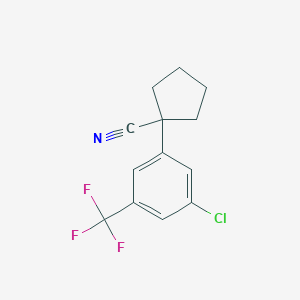 molecular formula C13H11ClF3N B11715371 1-[3-Chloro-5-(trifluoromethyl)phenyl]cyclopentanecarbonitrile 