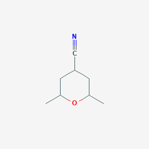 molecular formula C8H13NO B11715534 2,6-Dimethyloxane-4-carbonitrile 
