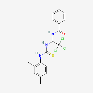 molecular formula C18H18Cl3N3OS B11716129 N-{2,2,2-Trichloro-1-[3-(2,4-dimethyl-phenyl)-thioureido]-ethyl}-benzamide 