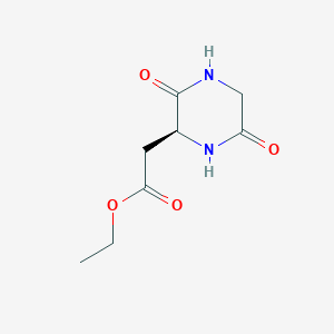 molecular formula C8H12N2O4 B11716485 ethyl 2-[(2S)-3,6-dioxopiperazin-2-yl]acetate 