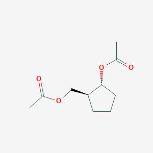 molecular formula C10H16O4 B117171 Cyclopentanemethanol, 2-(acetyloxy)-, acetate, (1S-trans)-(9CI) CAS No. 156039-26-8