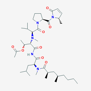 molecular formula C39H65N5O8 B117173 [(2R,3S)-4-[[(2S)-2-[[(2R,4R)-2,4-dimethyloctanoyl]-methylamino]-4-methylpentanoyl]amino]-3-[methyl-[(2S)-3-methyl-1-[(2S)-2-[(2S)-2-methyl-5-oxo-2H-pyrrole-1-carbonyl]pyrrolidin-1-yl]-1-oxobutan-2-yl]amino]-4-oxobutan-2-yl] acetate CAS No. 141205-32-5