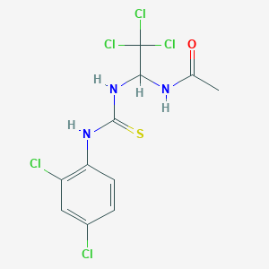 molecular formula C11H10Cl5N3OS B11717608 N-(2,2,2-trichloro-1-{[(2,4-dichlorophenyl)carbamothioyl]amino}ethyl)acetamide 