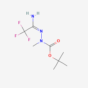 molecular formula C8H14F3N3O2 B11717677 tert-butyl N-[(E)-(1-amino-2,2,2-trifluoroethylidene)amino]-N-methylcarbamate 