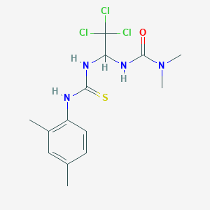 molecular formula C14H19Cl3N4OS B11718342 N,N-dimethyl-N'-(2,2,2-trichloro-1-{[(2,4-dimethylanilino)carbothioyl]amino}ethyl)urea 