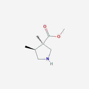 molecular formula C8H15NO2 B11718683 methyl (3R,4S)-3,4-dimethylpyrrolidine-3-carboxylate 