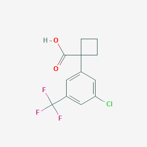 molecular formula C12H10ClF3O2 B11718897 1-[3-Chloro-5-(trifluoromethyl)phenyl]cyclobutanecarboxylic Acid 
