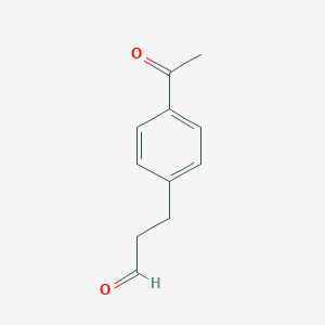 molecular formula C11H12O2 B117189 3-(4-Acetylphenyl)propanal CAS No. 150805-64-4