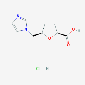 molecular formula C9H13ClN2O3 B11719171 (2S,5R)-5-[(1H-imidazol-1-yl)methyl]oxolane-2-carboxylic acid hydrochloride 