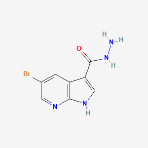 molecular formula C8H7BrN4O B11719384 5-bromo-1H-pyrrolo[2,3-b]pyridine-3-carbohydrazide 