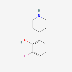 molecular formula C11H14FNO B11719605 2-Fluoro-6-(piperidin-4-yl)phenol 
