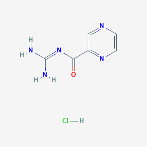 molecular formula C6H8ClN5O B11719658 N-(diaminomethylidene)pyrazine-2-carboxamide hydrochloride 