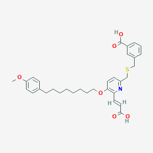 molecular formula C32H37NO6S B117204 (E)-3-((((6-(2-Carboxyethenyl)-5-((8-(4-methoxyphenyl)octyl)oxy)-2-pyridinyl)methyl)thio)methyl)benzoic acid CAS No. 150399-22-7