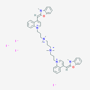 molecular formula C49H58I4N6O2 B117208 1,1'-(4,4,7,7-Tetramethyl-4,7-diazaundecamethylene)-bis-4-(3-methyl-2,3-dihydro-(benzo-1,3-oxazole)-2-methylidene)-quinolinium tetraiodide CAS No. 143413-85-8