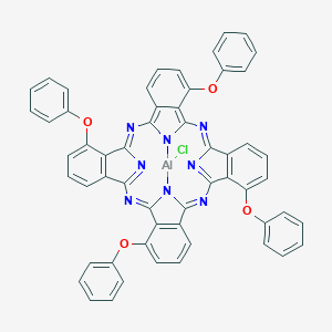 molecular formula C56H32AlClN8O4 B117212 38-Chloro-3,12,21,30-tetraphenoxy-9,18,27,36,37,39,40,41-octaza-38-aluminadecacyclo[17.17.3.110,17.128,35.02,7.08,37.011,16.020,25.026,39.029,34]hentetraconta-1(36),2(7),3,5,8,10(41),11(16),12,14,17,19,21,23,25,27,29(34),30,32,35(40)-nonadecaene CAS No. 155613-94-8