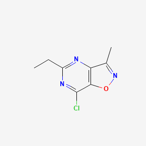 molecular formula C8H8ClN3O B11721325 7-Chloro-5-ethyl-3-methyl-isoxazolo[4,5-d]pyrimidine 