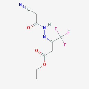 molecular formula C9H10F3N3O3 B11725818 Ethyl 3-[(2-cyanoacetamido)imino]-4,4,4-trifluorobutanoate 