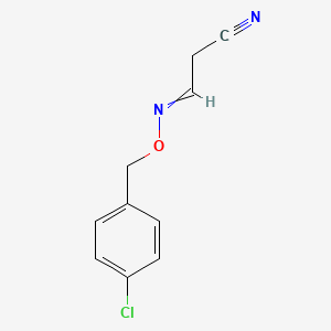 molecular formula C10H9ClN2O B11726072 3-{[(4-Chlorophenyl)methoxy]imino}propanenitrile 