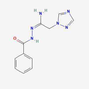 molecular formula C11H12N6O B11726249 N-[(E)-[1-amino-2-(1,2,4-triazol-1-yl)ethylidene]amino]benzamide 