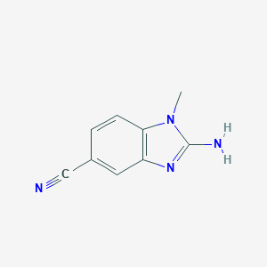 molecular formula C9H8N4 B117270 1H-苯并咪唑-5-腈，2-氨基-1-甲基- CAS No. 141691-41-0