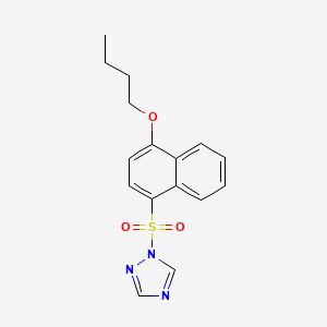 molecular formula C16H17N3O3S B1173044 1-[(4-butoxy-1-naphthyl)sulfonyl]-1H-1,2,4-triazole 