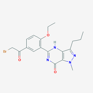 molecular formula C19H21BrN4O3 B117314 1,4-Dihydro-5-[5-bromoacetyl)-2-ethoxyphenyl]-1-methyl-3-propyl-7H-pyrazolo[4,3-d]pyrimidin-7-one CAS No. 147676-94-6