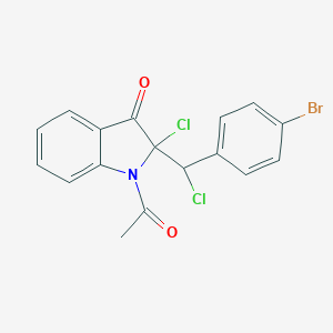 molecular formula C17H12BrCl2NO2 B117330 1-Acetyl-2-[(4-bromophenyl)-chloromethyl]-2-chloroindol-3-one CAS No. 144294-78-0