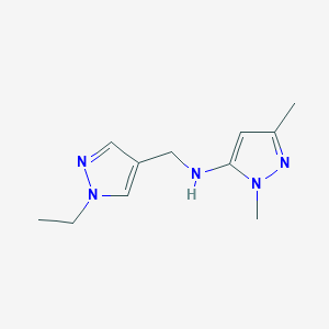 molecular formula C11H17N5 B11733390 N-[(1-ethyl-1H-pyrazol-4-yl)methyl]-1,3-dimethyl-1H-pyrazol-5-amine 