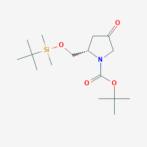molecular formula C16H31NO4Si B117353 (2S)-2-[[tert-Butyldimethylsilyloxy]methyl]-4-oxo-1-pyrrolidinecarboxylic Acid tert-Butyl Ester CAS No. 220993-22-6
