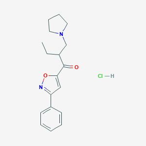 molecular formula C18H23ClN2O2 B117356 3-Phenyl-5-(2-(1-pyrrolidinylmethyl)butyryl)isoxazole hydrochloride CAS No. 144576-50-1