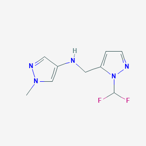 molecular formula C9H11F2N5 B11736962 N-{[1-(difluoromethyl)-1H-pyrazol-5-yl]methyl}-1-methyl-1H-pyrazol-4-amine 