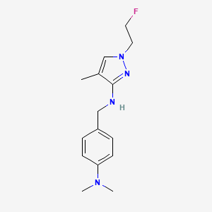 molecular formula C15H21FN4 B11737298 N-{[4-(dimethylamino)phenyl]methyl}-1-(2-fluoroethyl)-4-methyl-1H-pyrazol-3-amine 