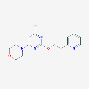 molecular formula C15H17ClN4O2 B117380 4-[6-Chloro-2-(2-(pyridin-2-yl)ethoxy)pyrimidin-4-yl]morpholine CAS No. 544693-01-8