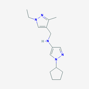 molecular formula C15H23N5 B11738321 1-cyclopentyl-N-[(1-ethyl-3-methyl-1H-pyrazol-4-yl)methyl]-1H-pyrazol-4-amine 