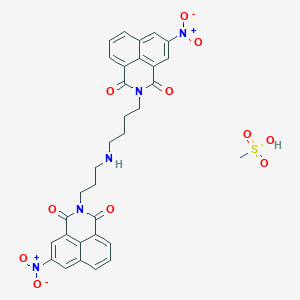 molecular formula C32H29N5O11S B117388 1H-Benze(de)isoquinoline-1,3(2H)-dione, 2-(3-((4-(5-nitro-1,3-dioxo-1H-benz(de)isoquinolin-2(3H)-yl)butyl)amino)propyl)-5-nitro-, monomethanesulfonate CAS No. 153217-83-5
