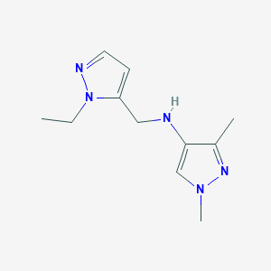 molecular formula C11H17N5 B11739602 N-[(1-Ethyl-1H-pyrazol-5-YL)methyl]-1,3-dimethyl-1H-pyrazol-4-amine 