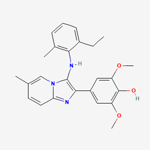 4-[3-(2-Ethyl-6-methylanilino)-6-methylimidazo[1,2-a]pyridin-2-yl]-2,6-dimethoxyphenol