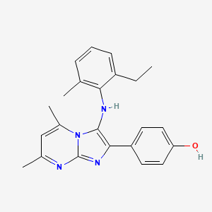 4-[3-(2-Ethyl-6-methylanilino)-5,7-dimethylimidazo[1,2-a]pyrimidin-2-yl]phenol