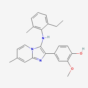 4-[3-(2-Ethyl-6-methylanilino)-7-methylimidazo[1,2-a]pyridin-2-yl]-2-methoxyphenol