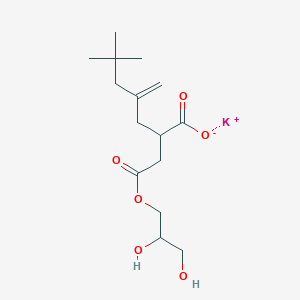 molecular formula C15H25KO6 B117407 Potassium 2-(2-(2,3-dihydroxypropoxy)-2-oxoethyl)-6,6-dimethyl-4-methyleneheptanoate CAS No. 143239-19-4