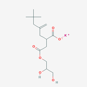 molecular formula C15H25KO6 B117407 Potassium 2-[2-(2,3-dihydroxypropoxy)-2-oxoethyl]-6,6-dimethyl-4-methylideneheptanoate CAS No. 143239-19-4