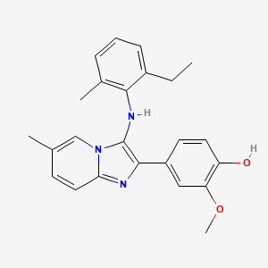 4-[3-(2-Ethyl-6-methylanilino)-6-methylimidazo[1,2-a]pyridin-2-yl]-2-methoxyphenol