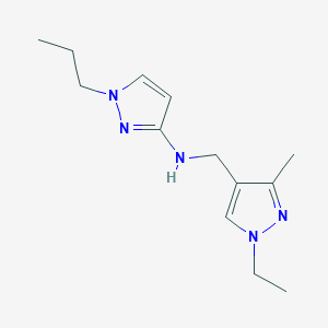molecular formula C13H21N5 B11740852 N-[(1-Ethyl-3-methyl-1H-pyrazol-4-YL)methyl]-1-propyl-1H-pyrazol-3-amine 