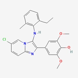 4-[6-Chloro-3-(2-ethyl-6-methylanilino)imidazo[1,2-a]pyridin-2-yl]-2,6-dimethoxyphenol