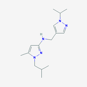 molecular formula C15H25N5 B11740945 5-methyl-1-(2-methylpropyl)-N-{[1-(propan-2-yl)-1H-pyrazol-4-yl]methyl}-1H-pyrazol-3-amine 